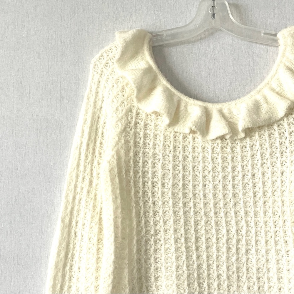 Anthropologie Ruffled Boat Neck Knit Sweater - Picture 4 of 15